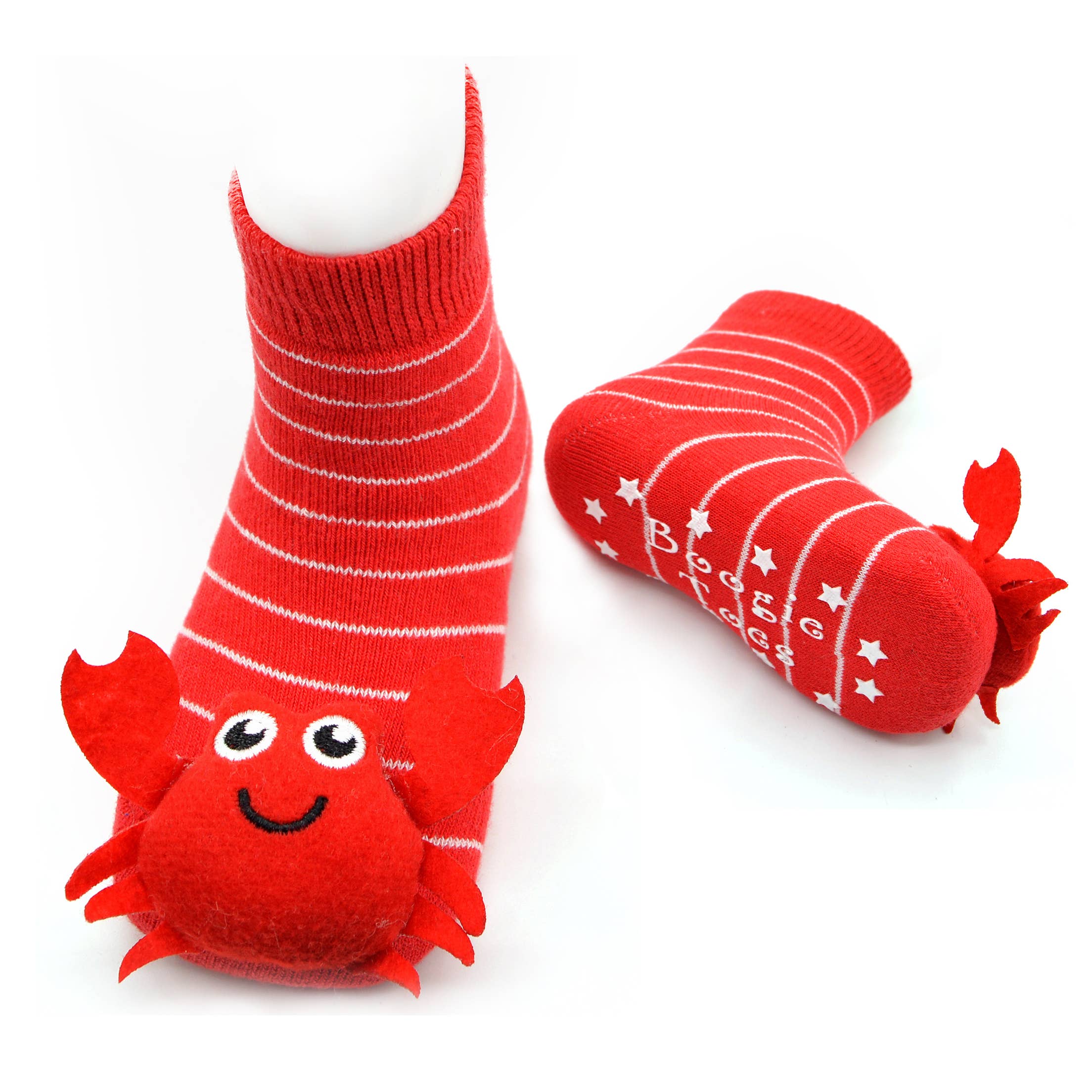 Red Crabby Crab Boogie Toes Rattle Socks: 1 - 2 Y