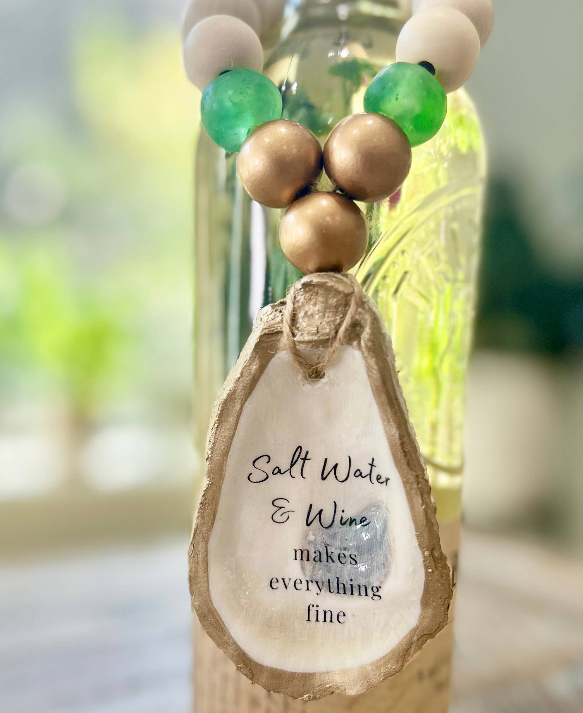 Saltwater & Wine Makes Everything Fine - Beaded Bottle Charm