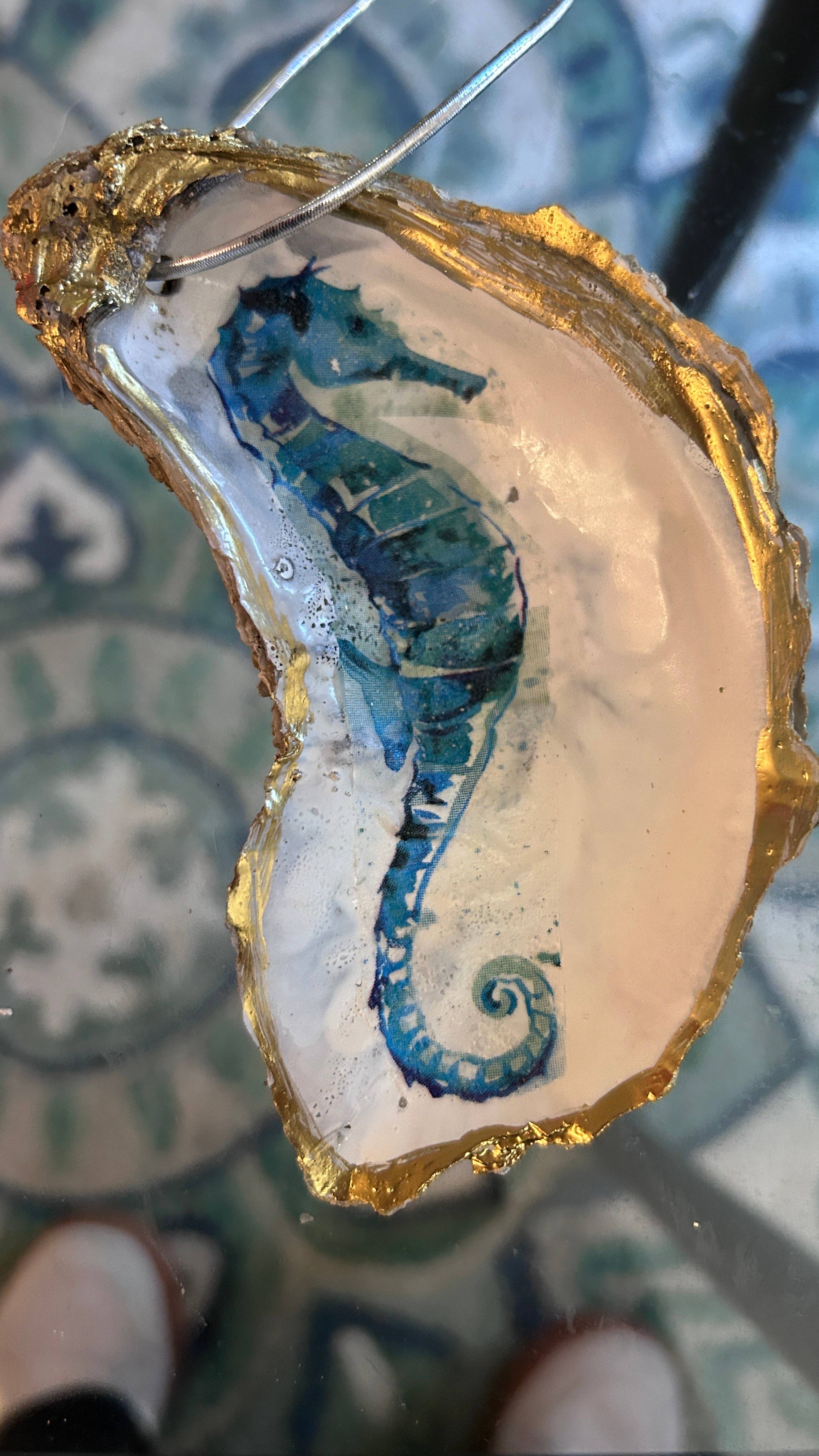 Seahorse Oyster Shell Ornament