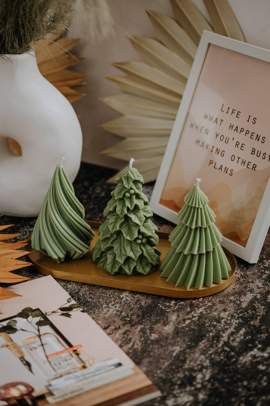 Christmas Tree Candles: Green / 1 / Swirl Christmas tree