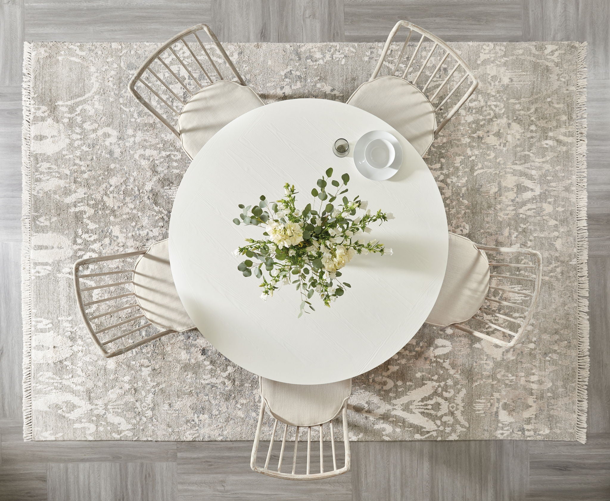 Serenity - Laguna Round Dining Table - Dark Gray / White