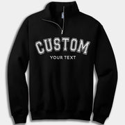 CUSTOM Unisex Puff Print Quarter Zip Sweatshirt: Black / XL