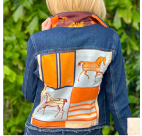 DENIM JACKET ORANGE HORSE
