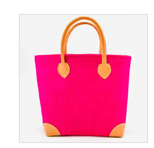 Augustine Straw Basket Bag: Small / Fuschia