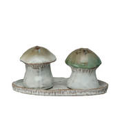 STONEWARE SALT & PEPPER W/TRAY