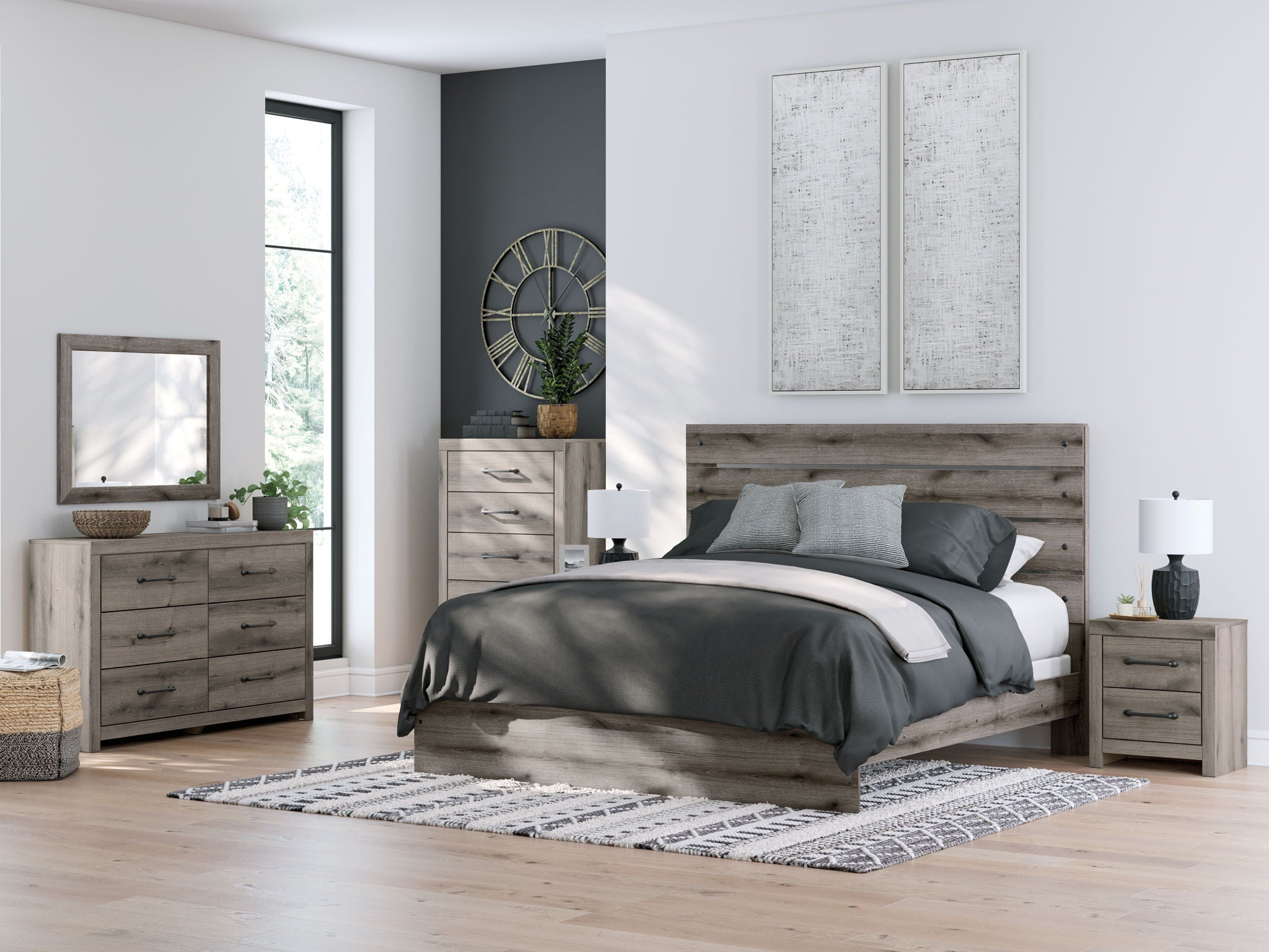 Graystorm - Two Drawer Night Stand - Brown Gray