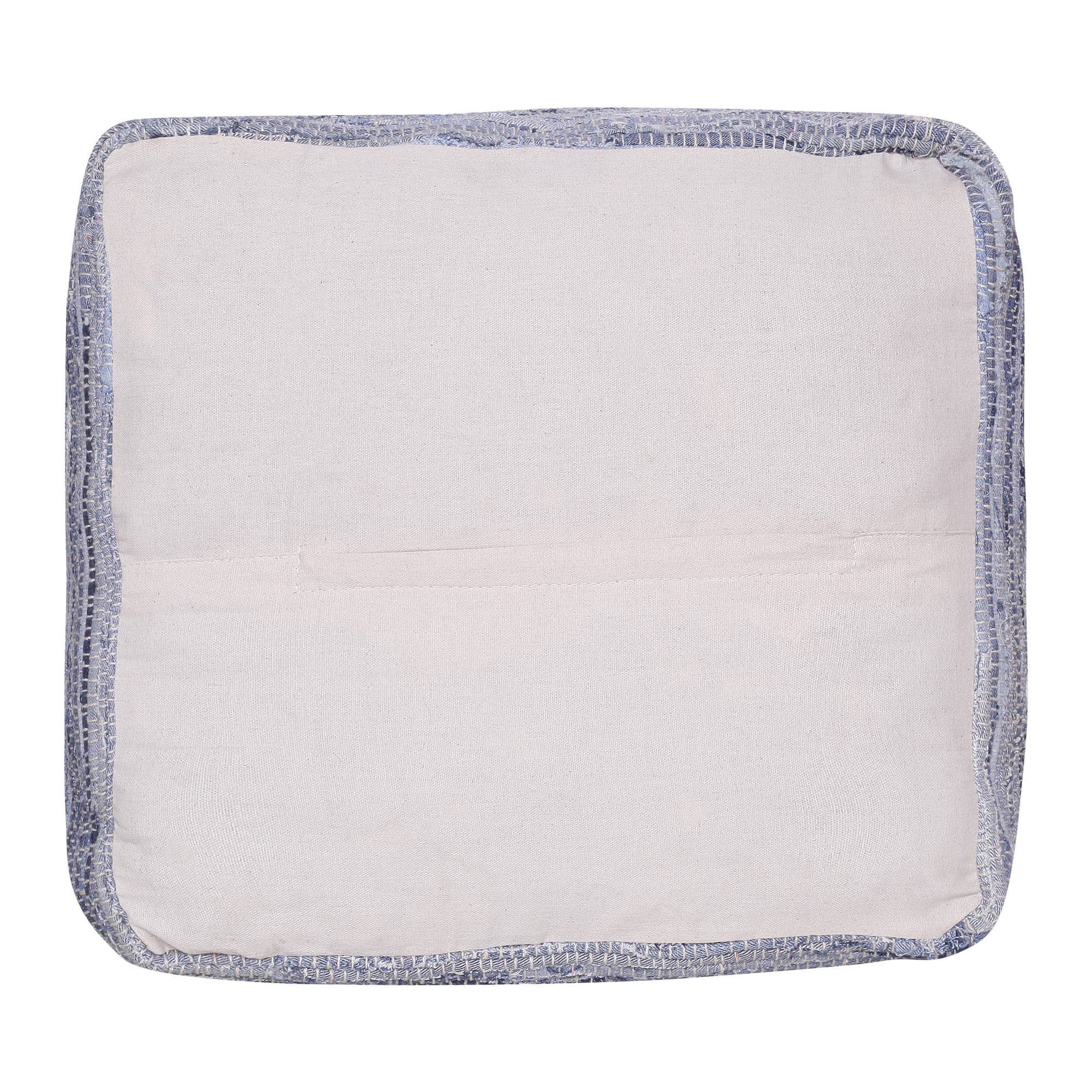 Los Andros Blue/White Striped Cotton Square Pouf Ottoman