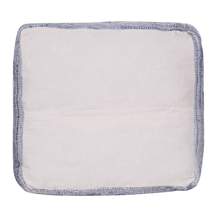 Los Andros Blue/White Striped Cotton Square Pouf Ottoman