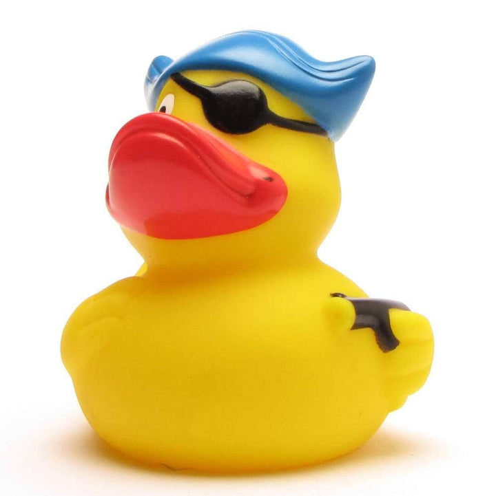 Pirate bath duck - blue hat - rubberized