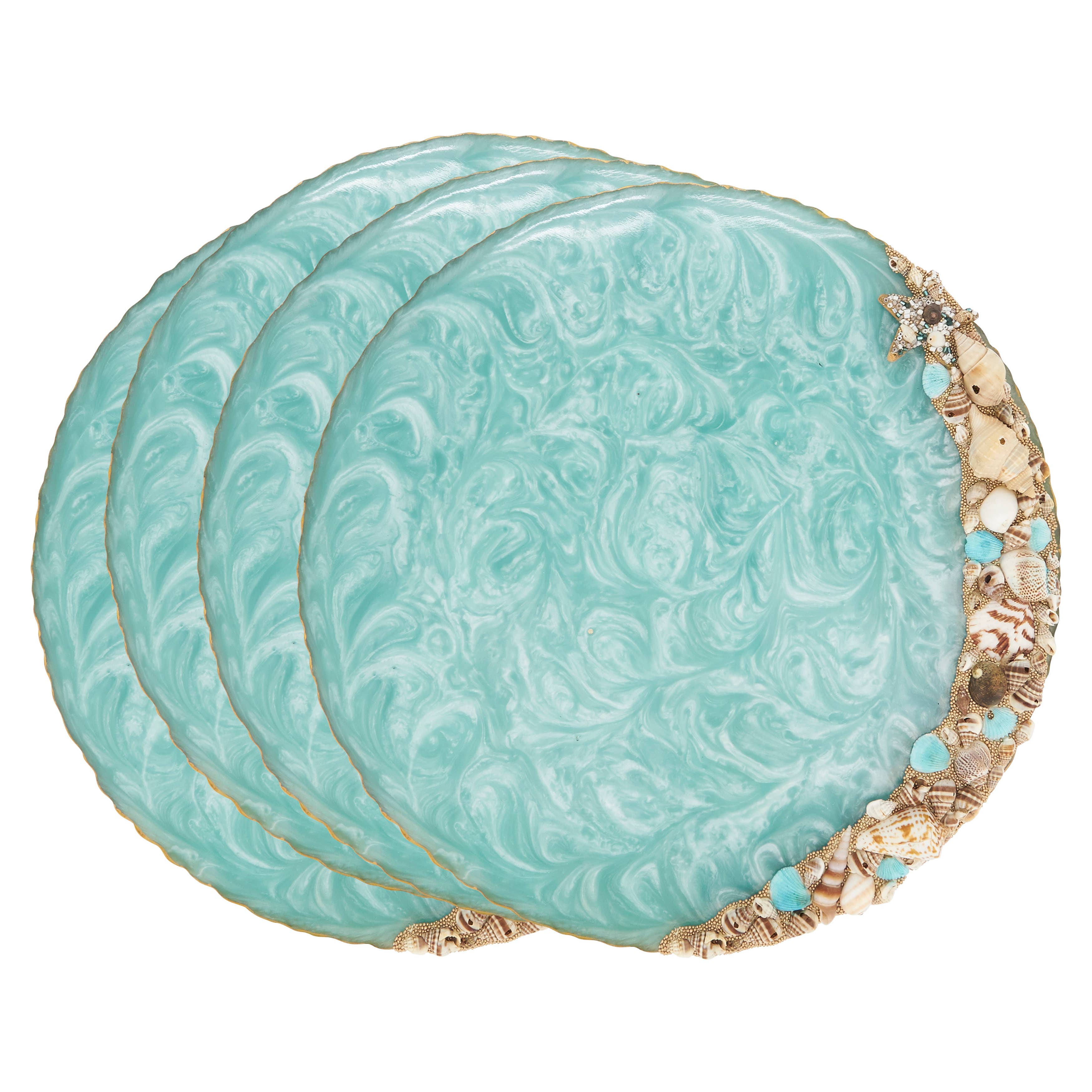 Resin Enchanted Seashell Placemat: Aqua / 14"