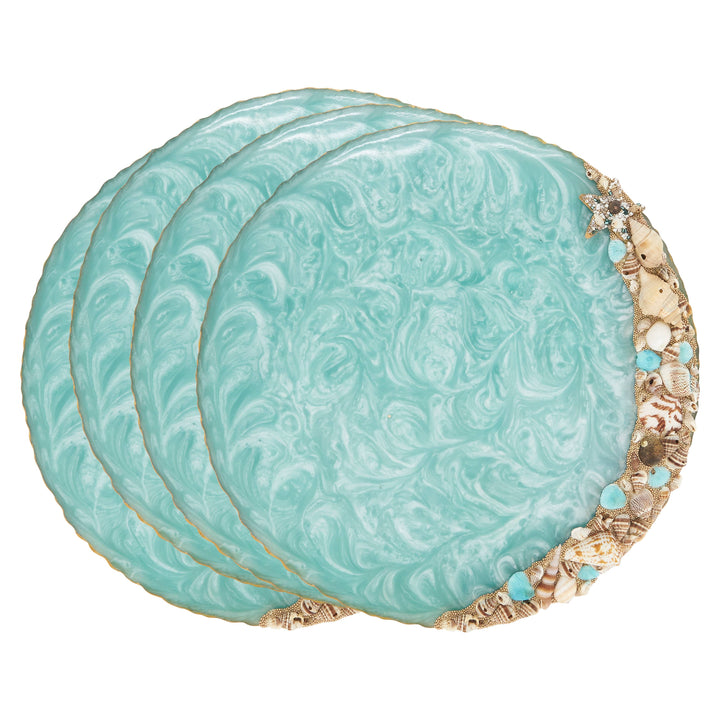 Resin Enchanted Seashell Placemat: Aqua / 14"