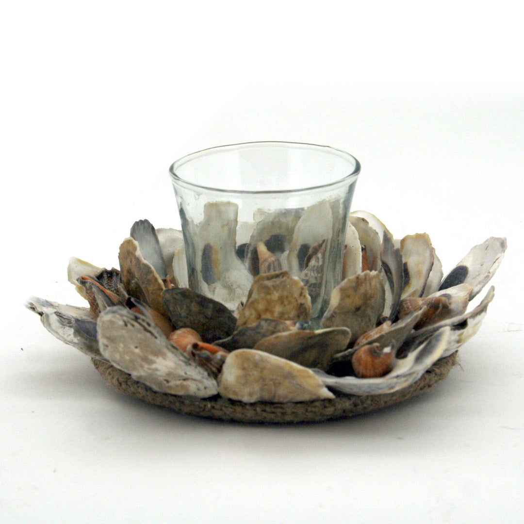 Oyster Shell Glass Tealight Holder