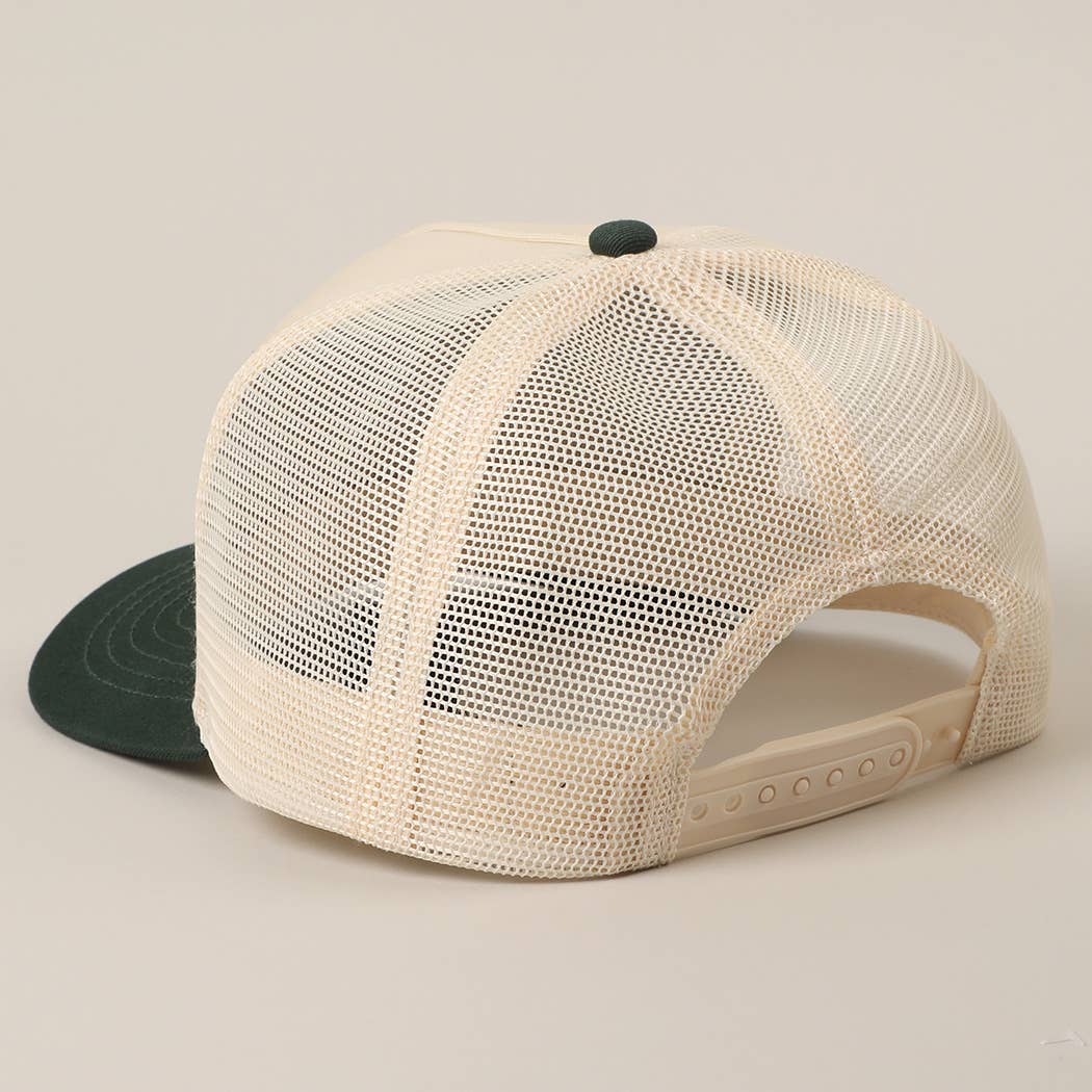 Solid Two-Tone Cotton Trucker Hat with Mesh Back