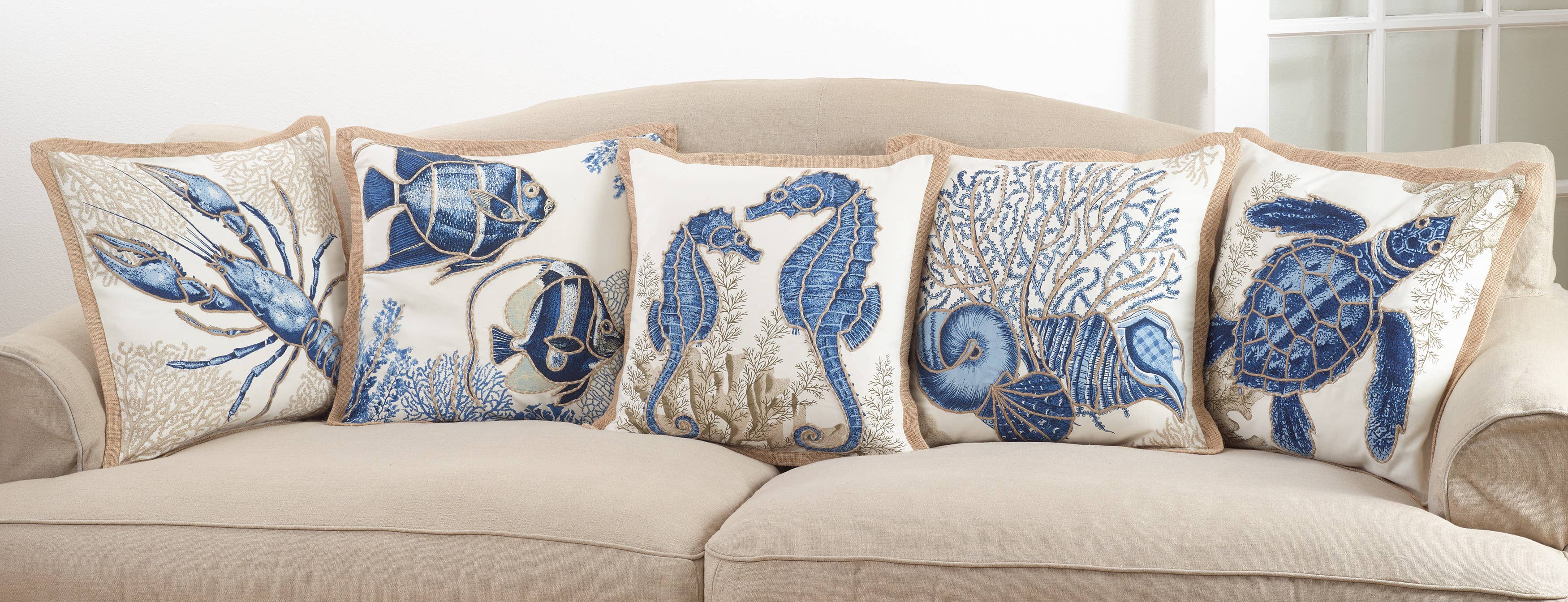 Seashell Pillow - Down Filled: Navy Blue / Down Insert / 20"