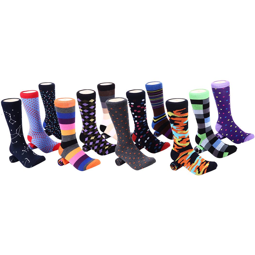 Spring Zest Dress Socks 12 Pack: Spring Zest / Sock size: 10-13 / 80% cotton; 10% spandex; 10% polyester