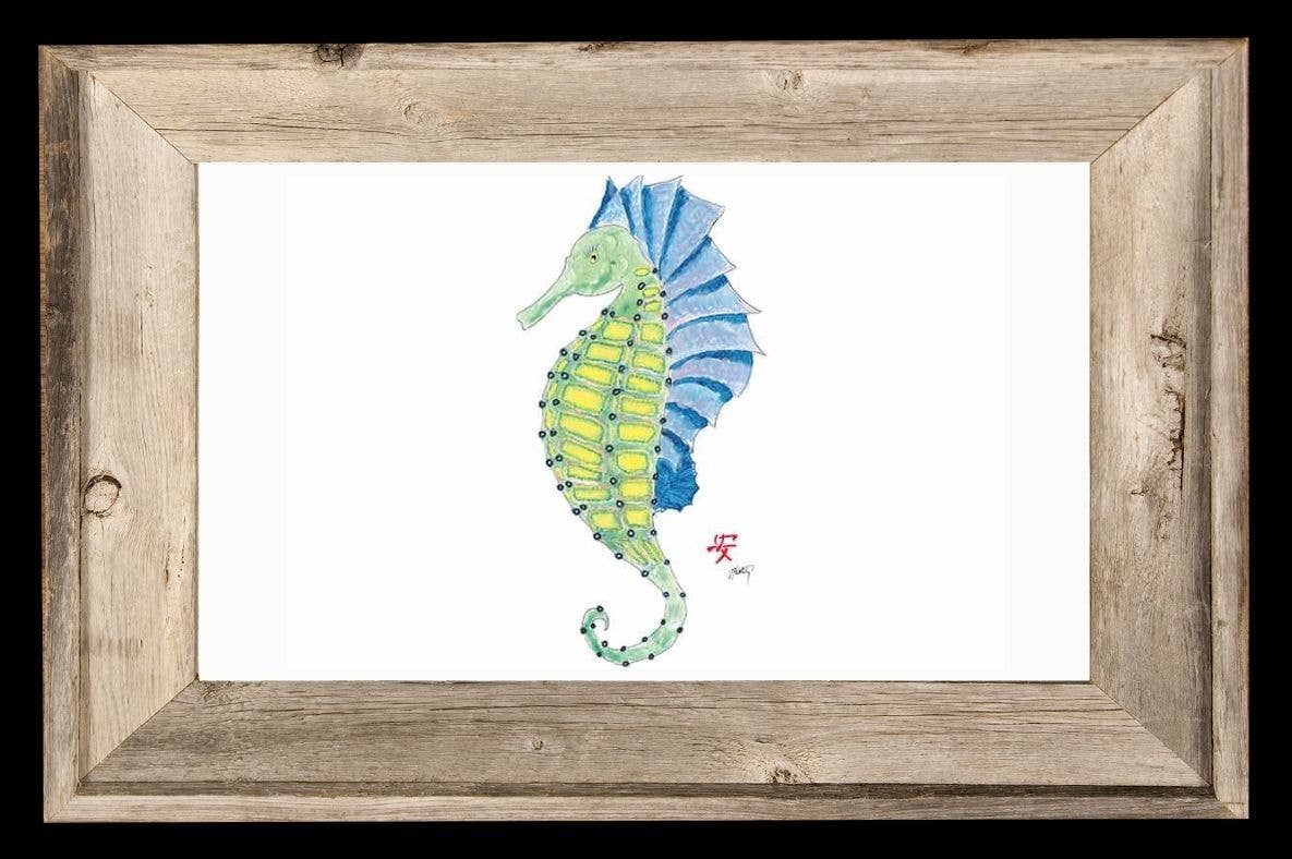 Seahorse Print | Ocean-Inspired Nautical Artwork: 4 x 6 with Frame