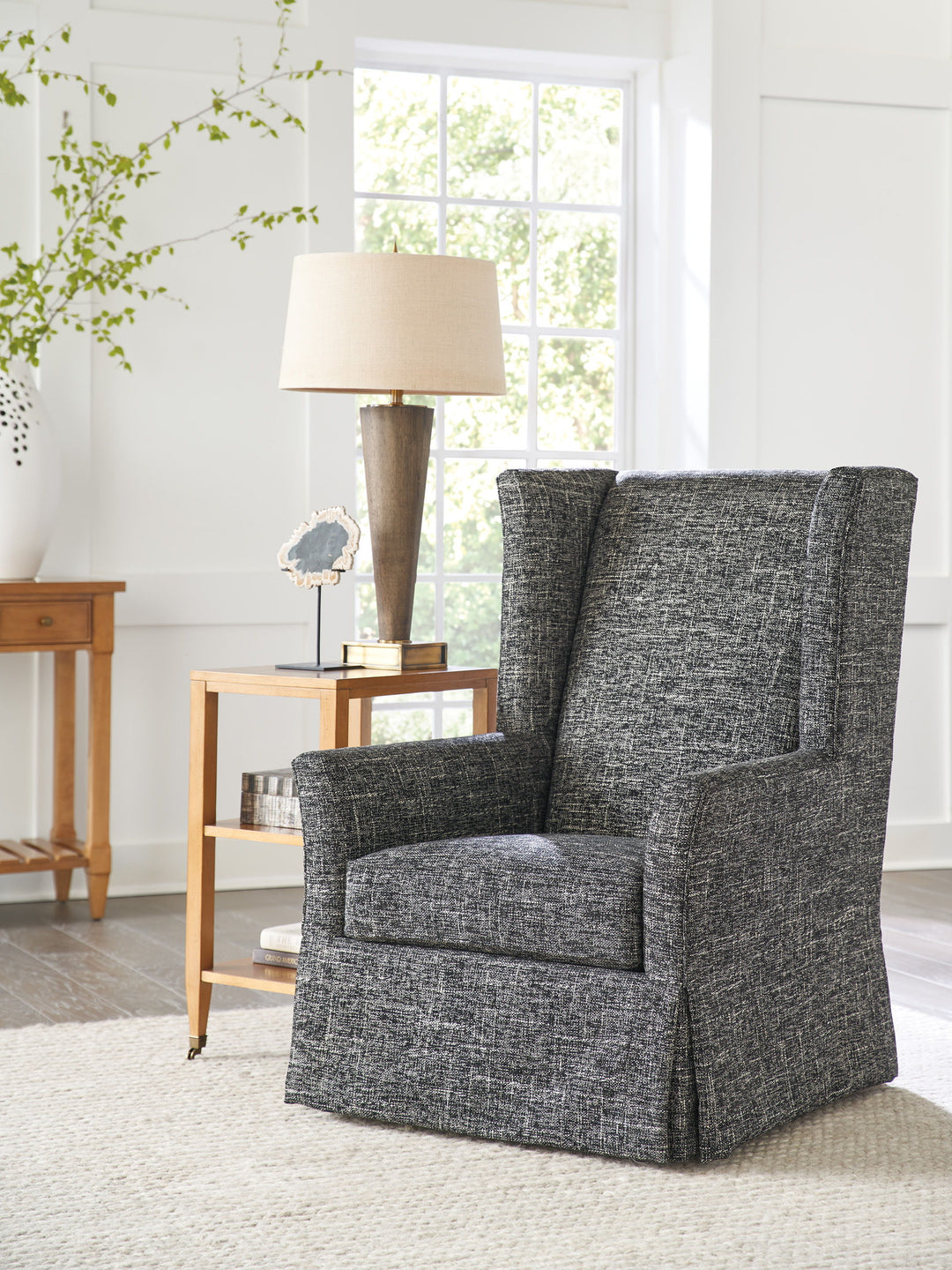 Barclay Butera Upholstery - El Moro Swivel Chair - Dark Gray