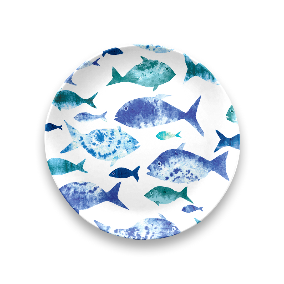 Coastal Scallops Dinnerware,100% Melamine,BPA free,Food Safe: Fish Shaped Dip Bowl, 5.9"/ 8.3 oz.