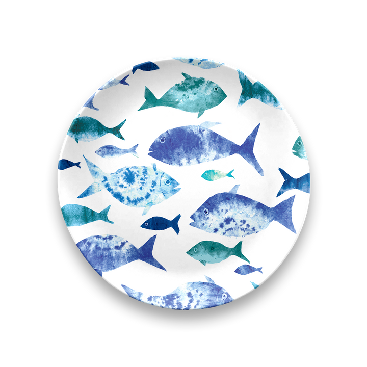 Coastal Scallops Dinnerware,100% Melamine,BPA free,Food Safe: Fish Shaped Dip Bowl, 5.9"/ 8.3 oz.