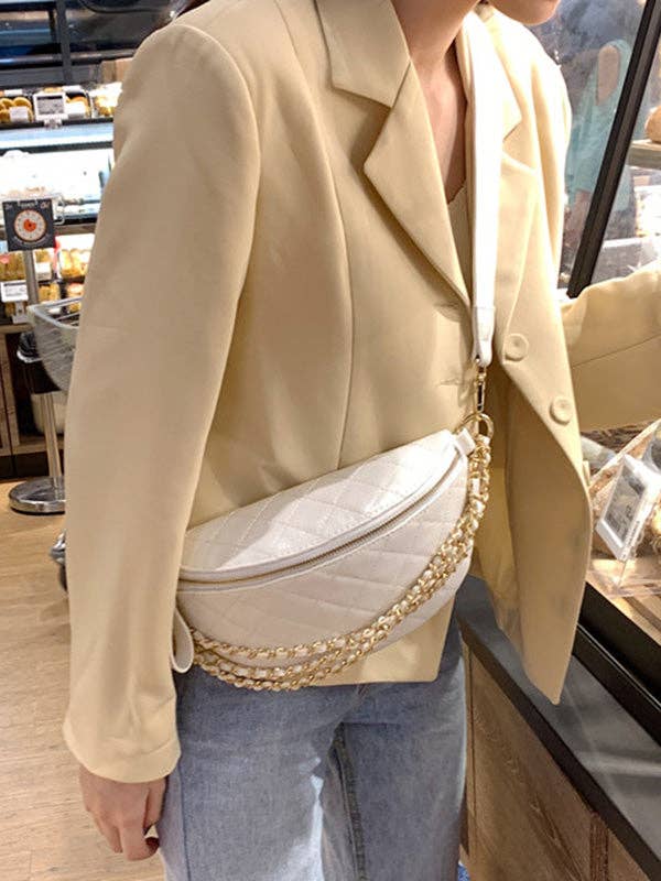 Cool Chic Chains Zipper Sling Bag: BLACK / FREE SIZE