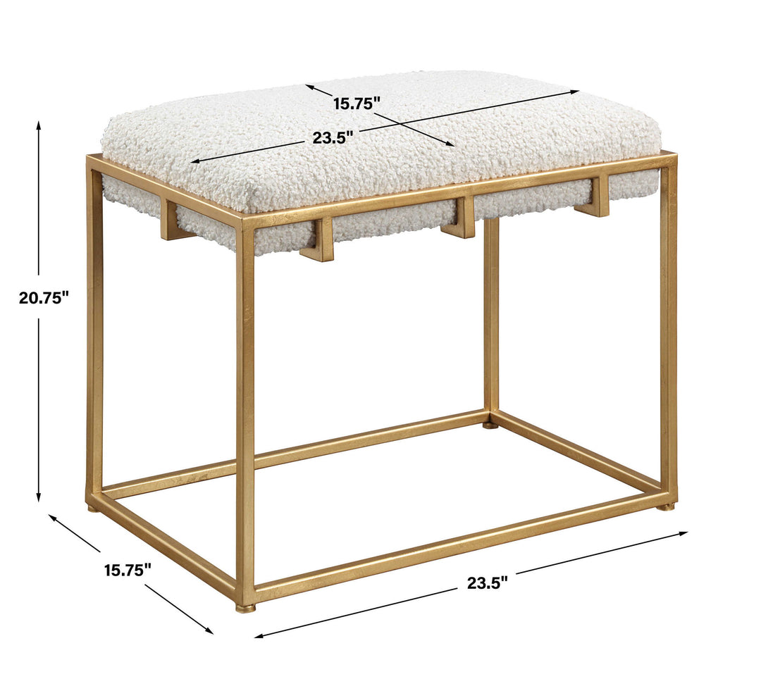 Paradox - Small Shearling Bench - Gold & White