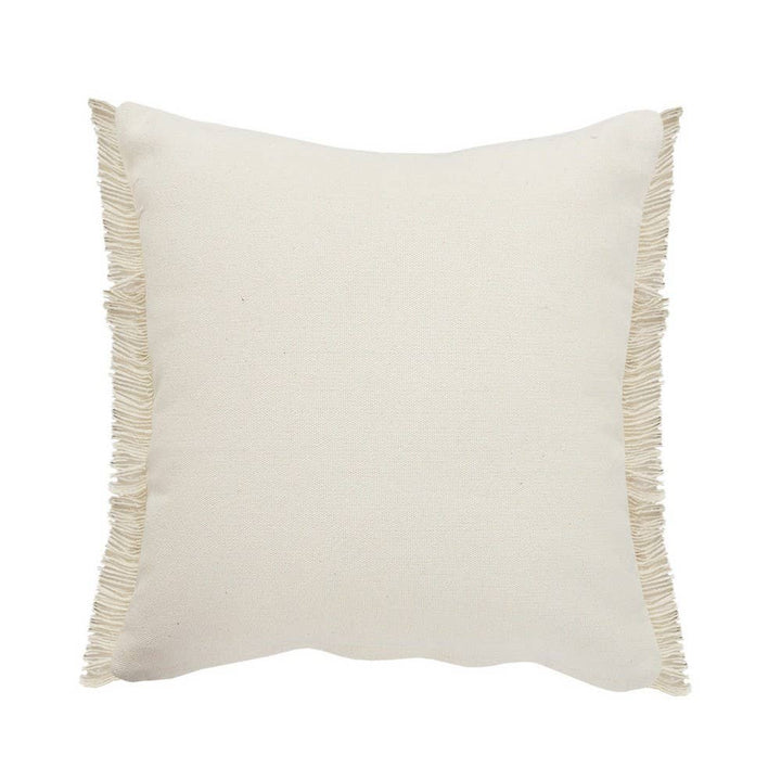 Atlantis Denim Blue and Taupe Throw Pillow with Jute: 20" x 20" / Poly Filled