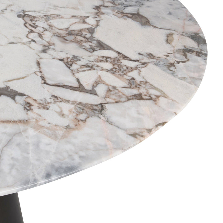 Bellina - Marble Round Dining Table - Cedar Brown/ Black