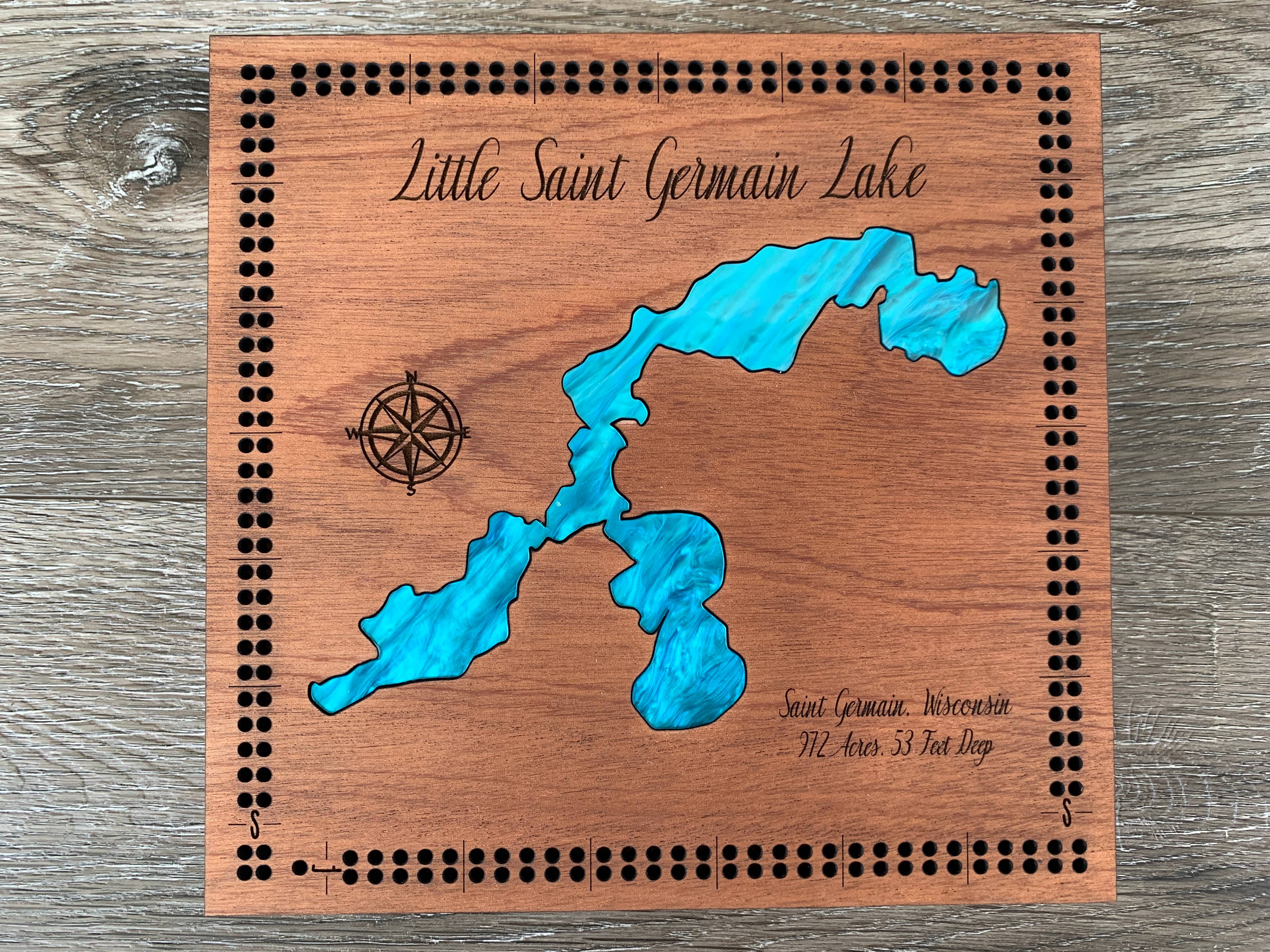 Custom Lake or City Cribbage Board: Lake and Streets / Print