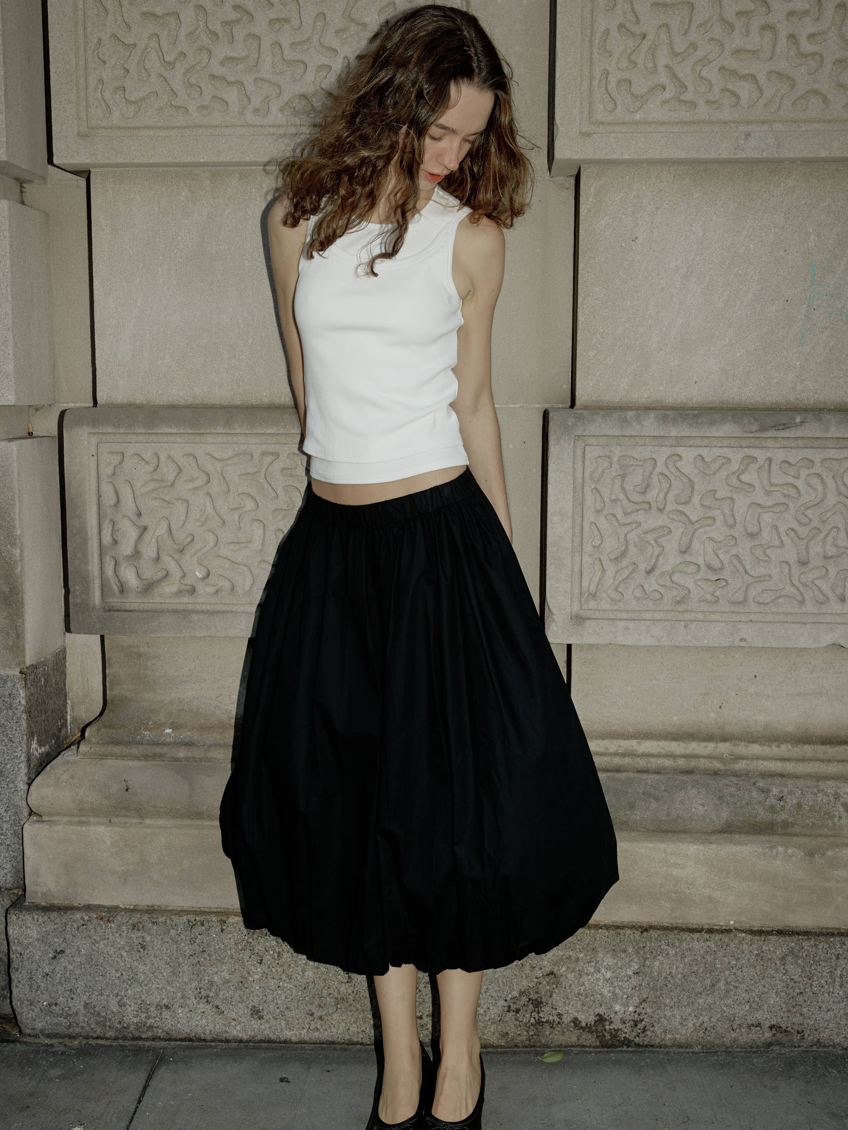 The Bella Skirt | Midi Bubble Skirt: BLACK / SMALL
