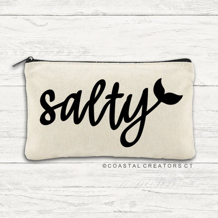 Salty with Mermaid Fin Canvas Zipper Storage Bag