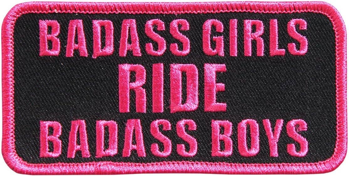 Girls Ride Badass Boys Embroidered Patch – 4" x 2