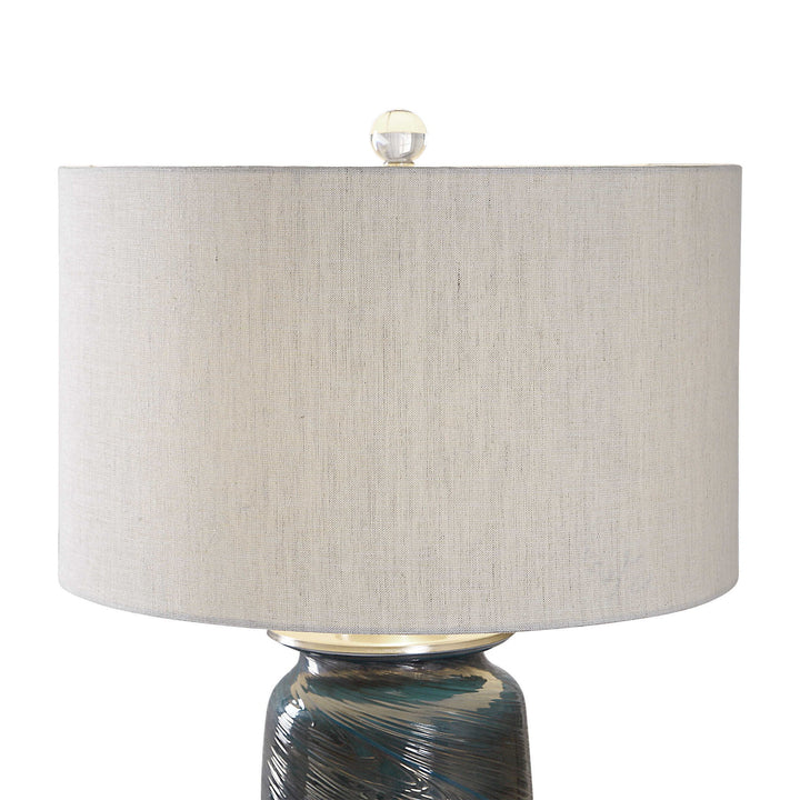Olesya - Swirl Glass Table Lamp - Blue