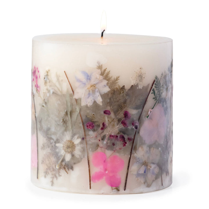 Violet Fern Pressed Flower Pillar Candle