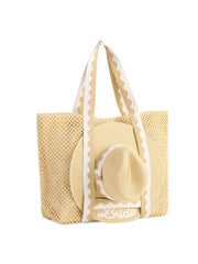 "BRIDE" HAT AND TOTE SET,NATURAL