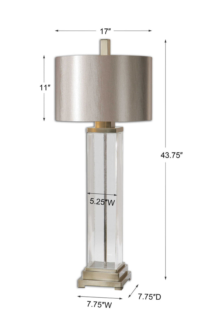 Drustan - Clear Glass Table Lamp - Pearl Silver