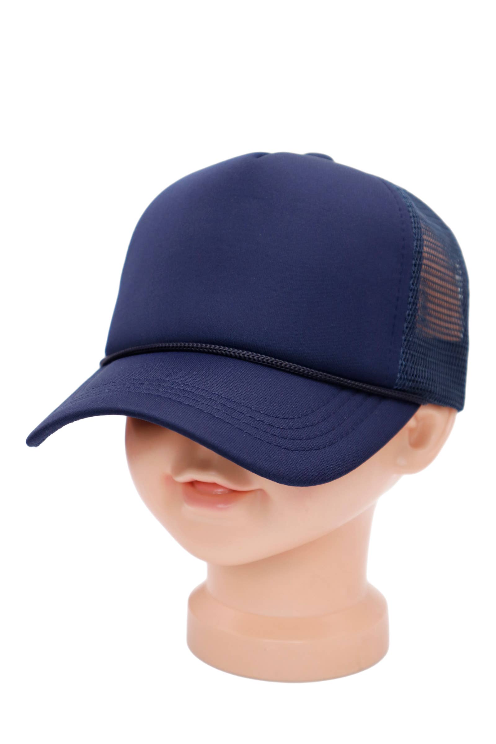 Kids Five Panel Sponge Padded Trucker Hat: BLACK / ONE SIZE