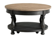 Barrington - 2 Tone Round Cocktail Table - Antique Oak / Matte Black