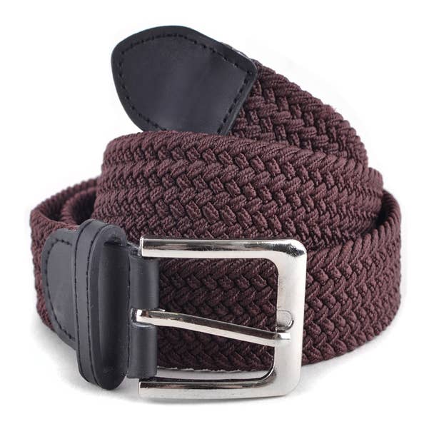 Men's Stretch Braided Woven Belts: HGRN / L