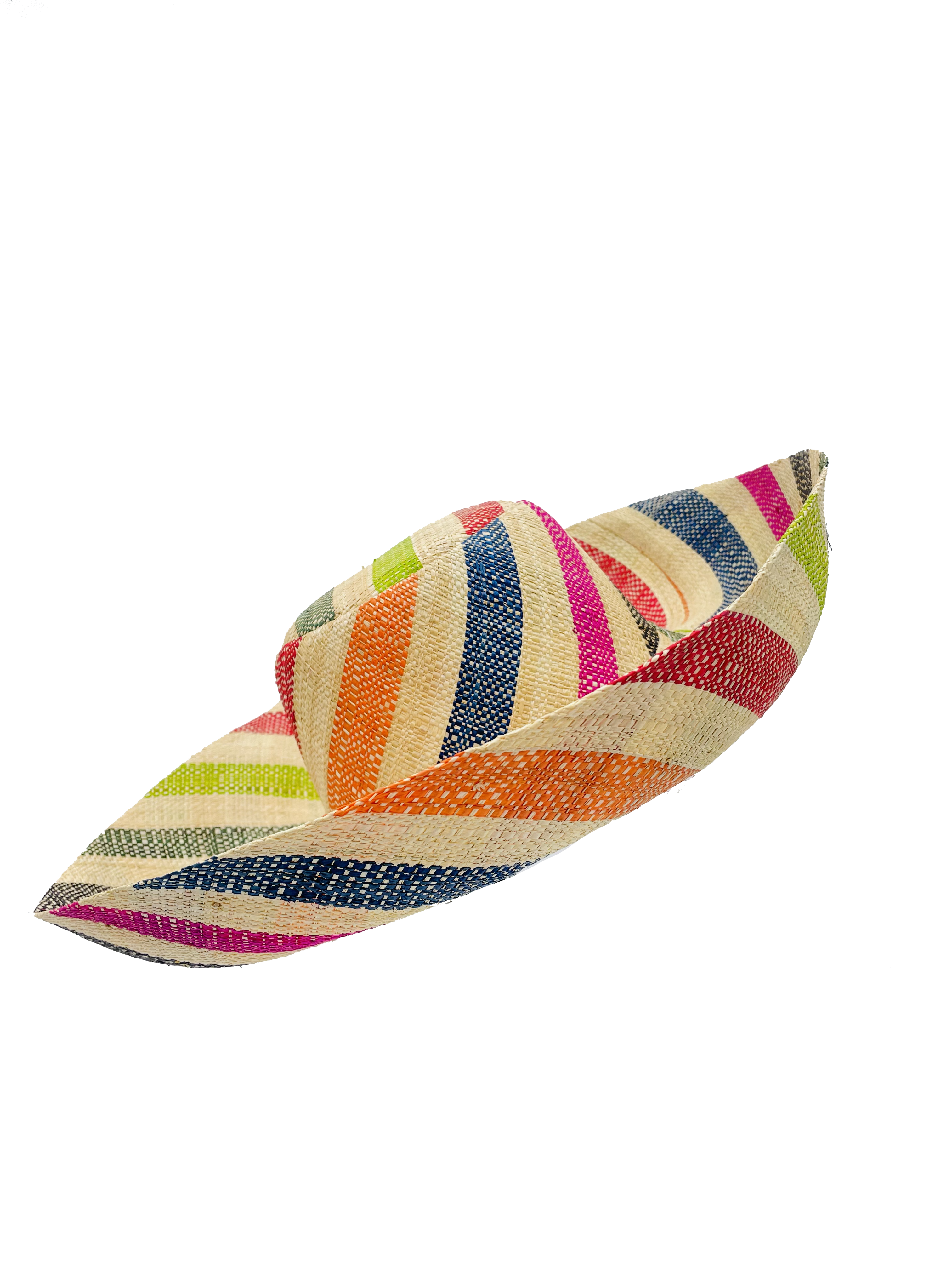 Sun Hats: Colored Stripes Packable 5" & 7" Brim Raffia Straw: 7"Brim / Black Swirl