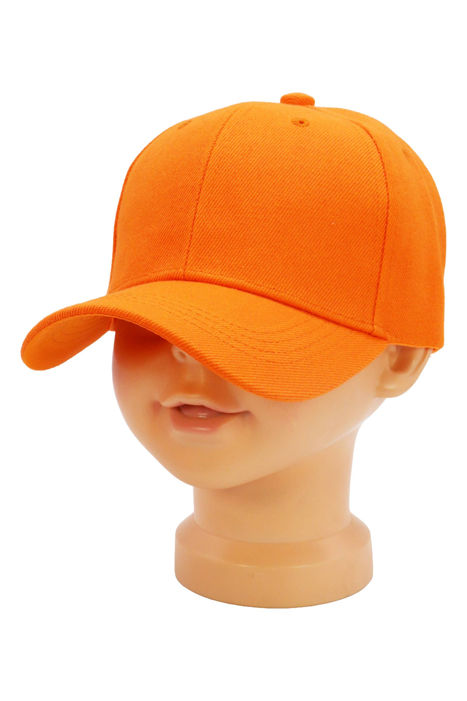Kids Twill Acrylic Velcro Back Baseball Cap: White / One Size