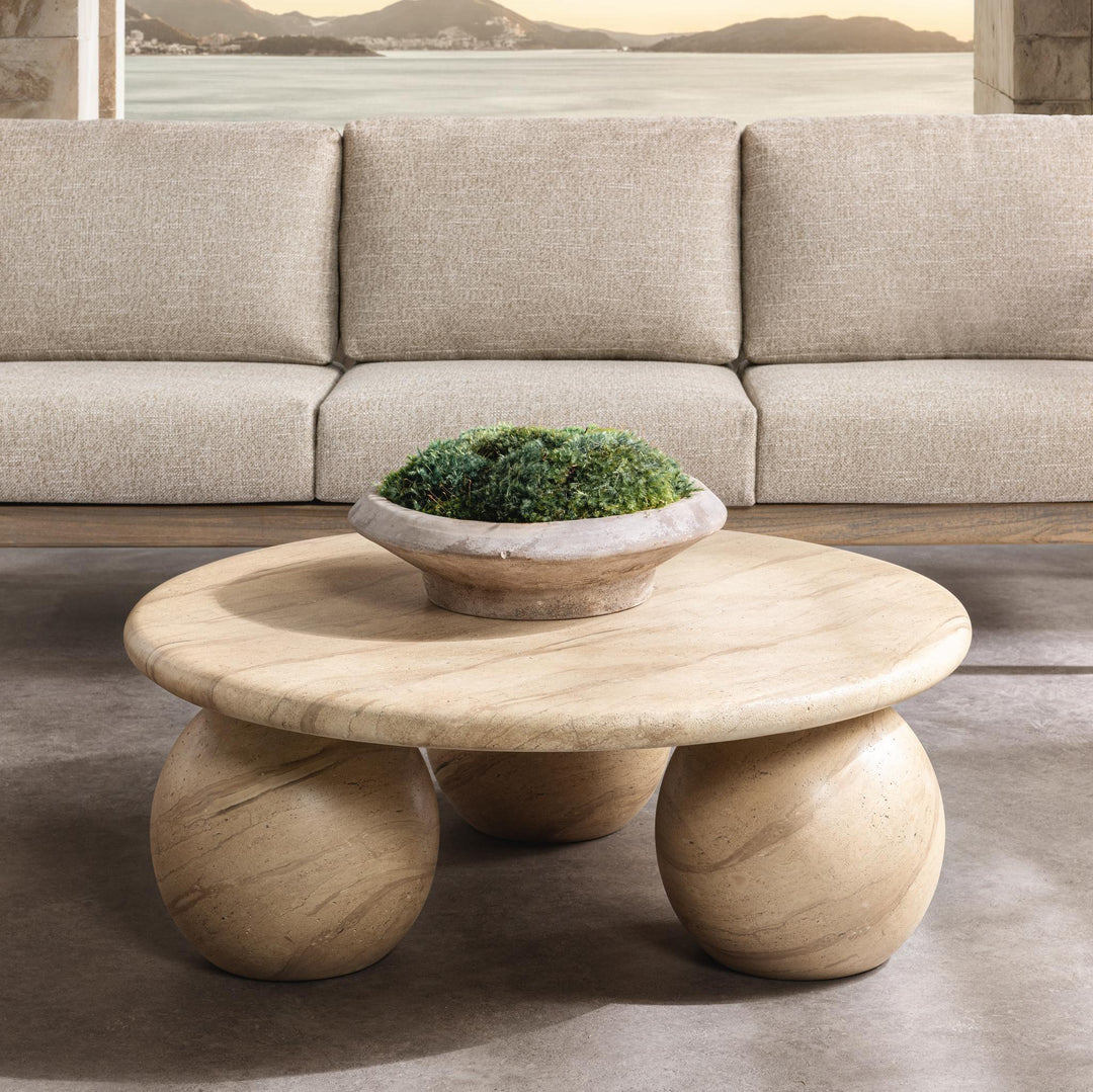Elaria - Outdoor Round Coffee Table - Beige