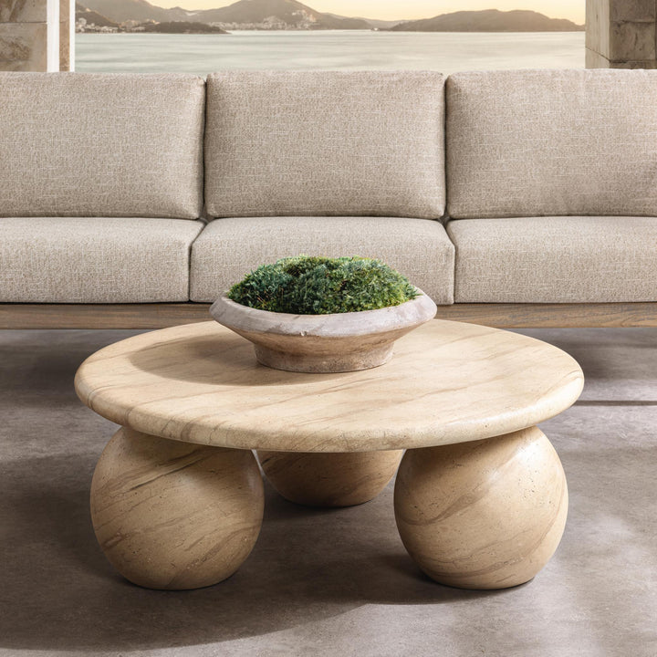 Elaria - Outdoor Round Coffee Table - Beige