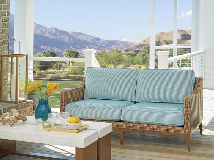 Palm Desert Poolside - Loveseat - Dark Brown / Light Blue