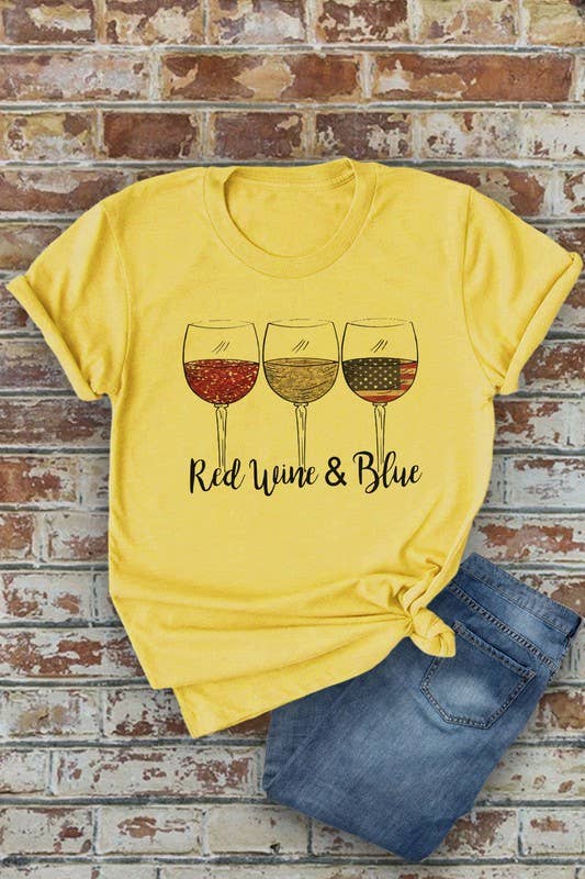 Red Wine & Blue, 4th of July, Unisex Short Sleeve T-Shirt: White / M