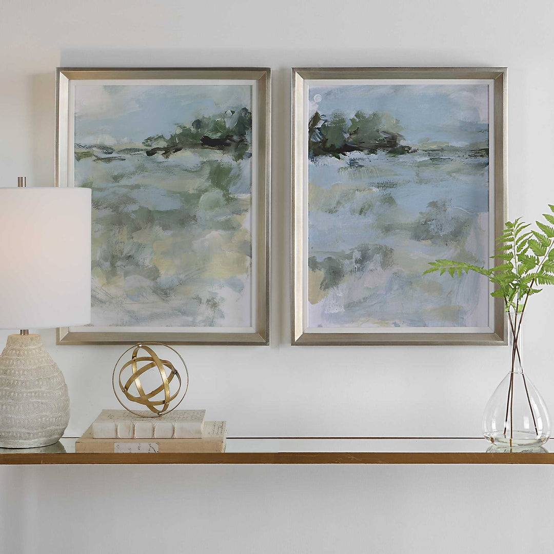 Far Away View - View Framed Prints - Light Blue