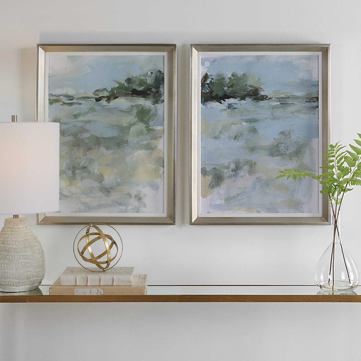 Far Away View - View Framed Prints - Light Blue