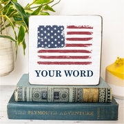 USA Flag Personalized Block Sign