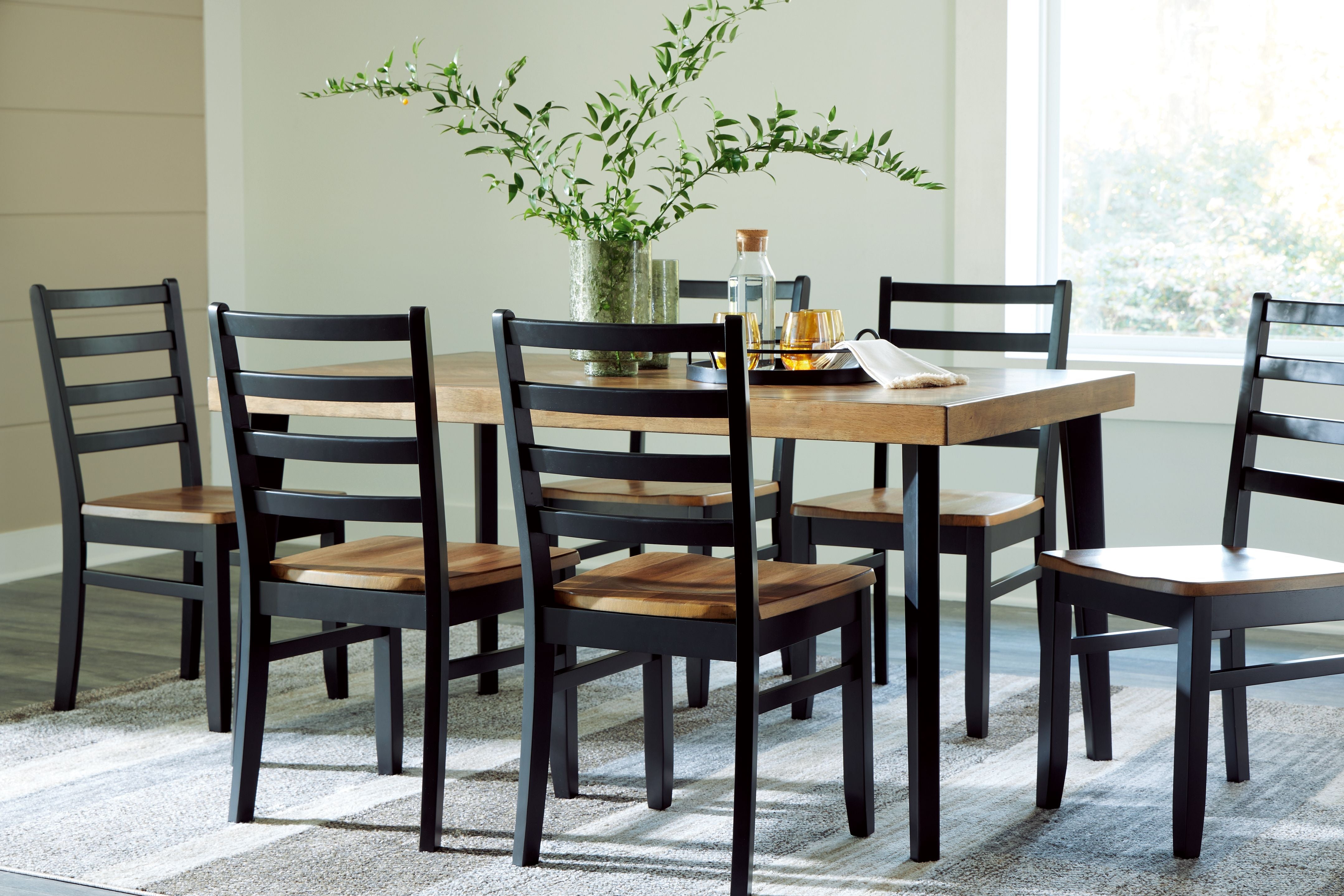 Blondon - Rectangular Drm Table Set (Set of 7) - Brown / Black