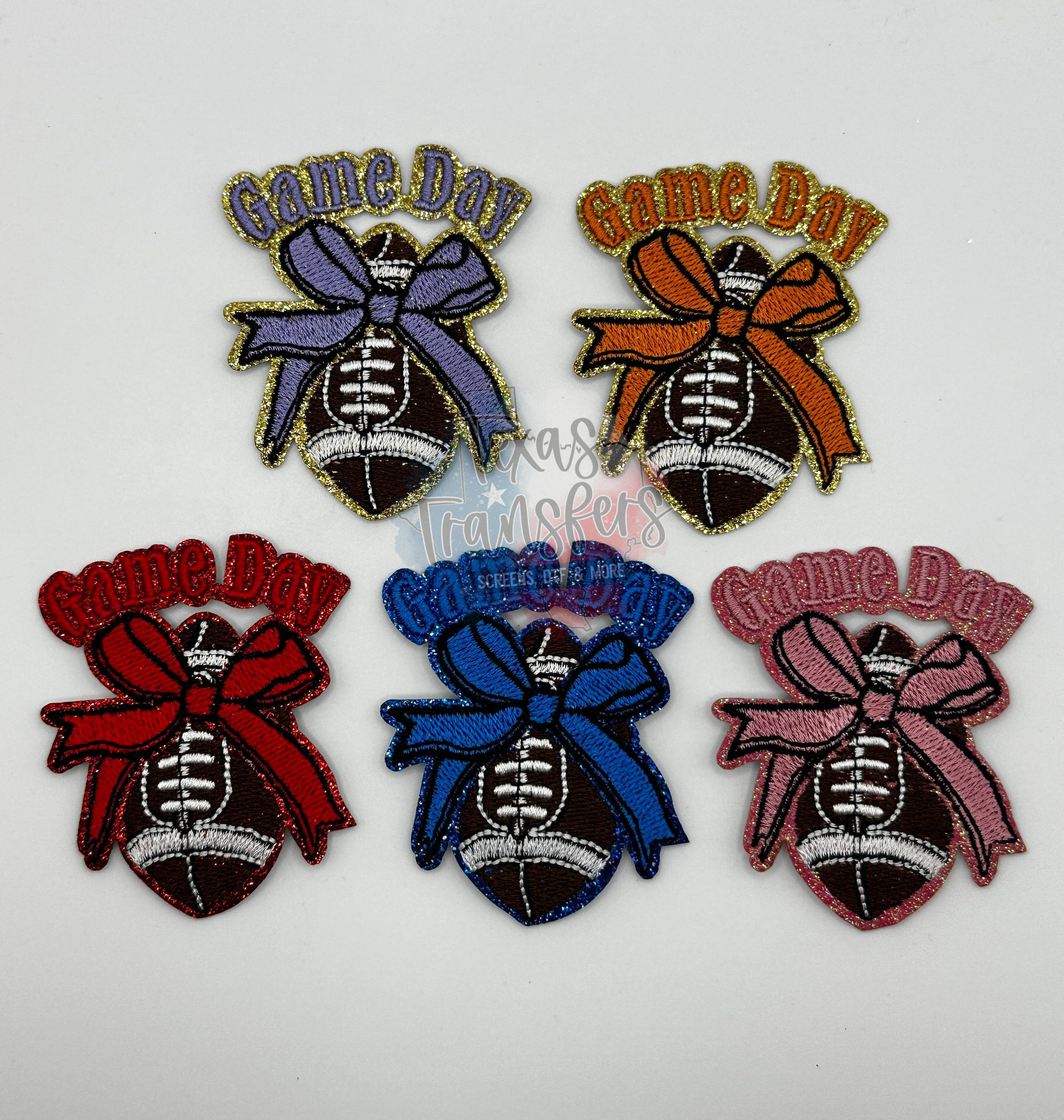 Glitter Game Day Football Bows Iron-On PATCH