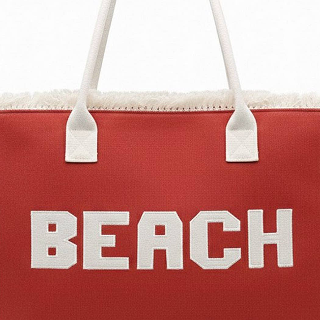 Embroidered Beach Letter Fringe Tote Bag
